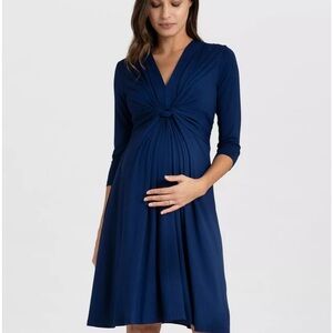 Seraphine Navy Blue Knot Maternity Dress, size Large